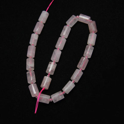 Rose Quartz Tube Beads Natural Gemstone Beads Faceted Beads 10x14mm 15''