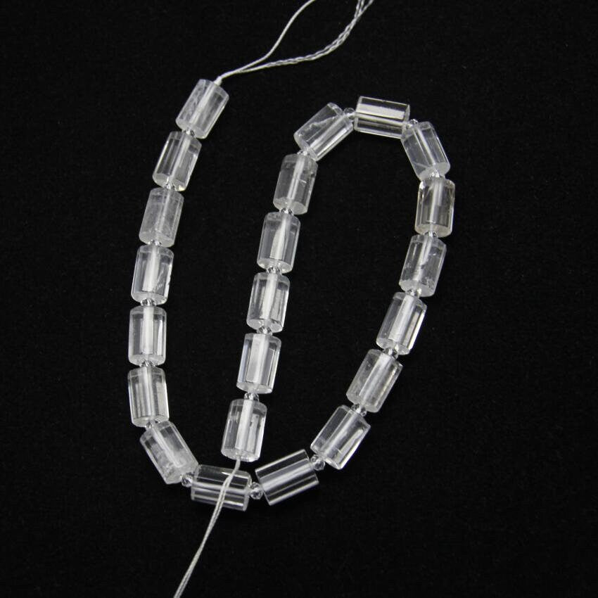Crystal Quartz Tube Faceted Beads 10x14mm 22pcs