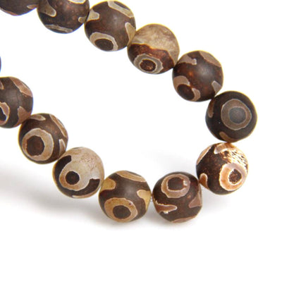 Perles d'agate tibétaine Dzi en agate mate 8 mm 10 mm 12 mm 15''