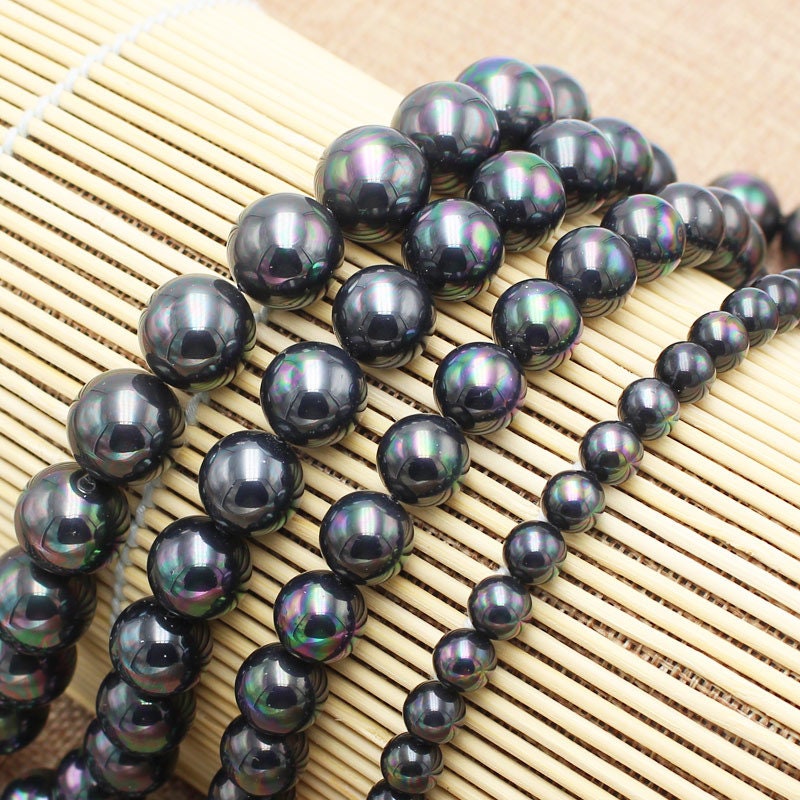 Black Rainbow Shell Pearl Beads 6mm 8mm 10mm 12mm 12mm 14mm 15''