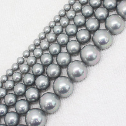 Gray Shell Pearl Beads 6mm 8mm 10mm 12mm 14mm 15''