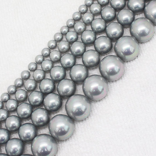 Gray Shell Pearl Beads 6mm 8mm 10mm 12mm 14mm 15''