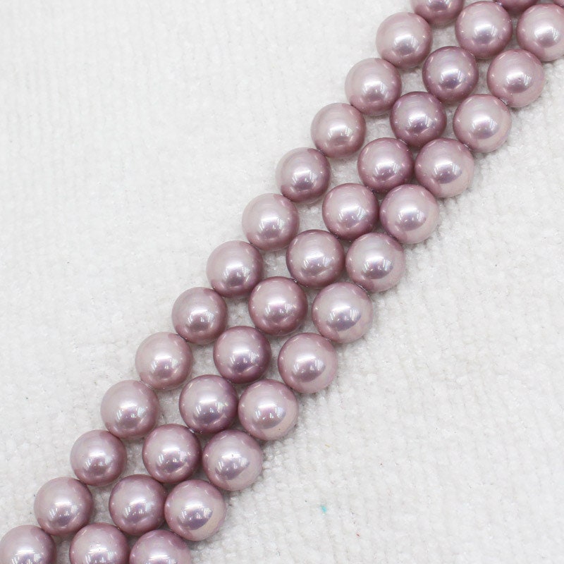 Pink Purple Shell Pearl Beads 6mm 8mm 10mm 12mm 14mm 15''