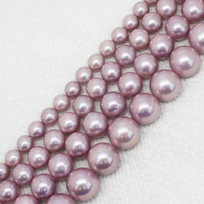 Pink Purple Shell Pearl Beads 6mm 8mm 10mm 12mm 14mm 15''