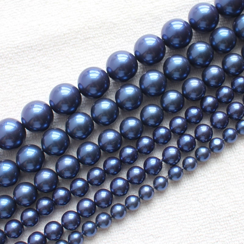 Perles de coquillage bleu 6 mm 8 mm 10 mm 12 mm 14 mm 15''