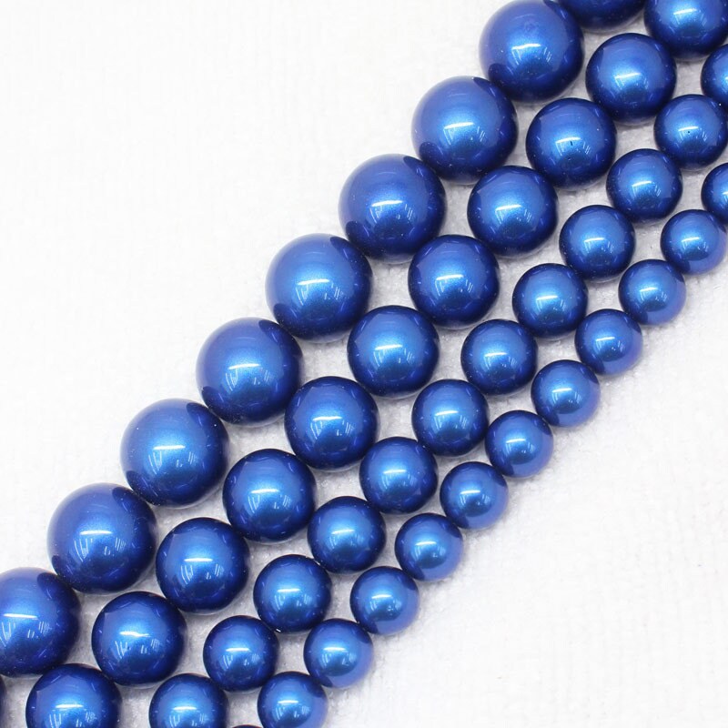 Perles de coquillage bleu 6 mm 8 mm 10 mm 12 mm 14 mm 15''