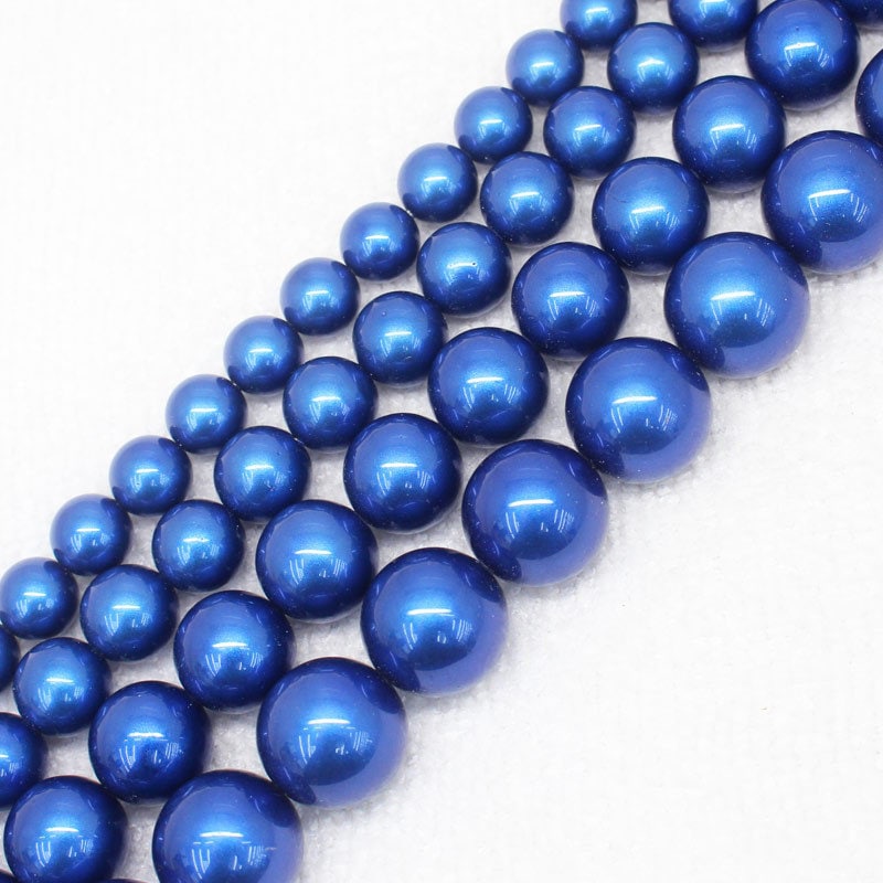 Perles de coquillage bleu 6 mm 8 mm 10 mm 12 mm 14 mm 15''