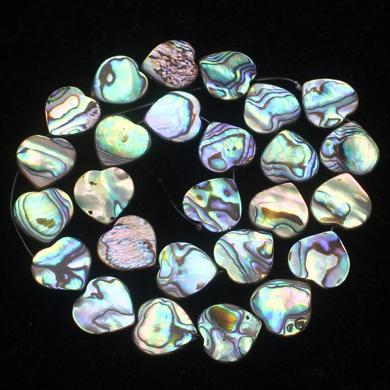 Abalone Shell Beads Flat Heart Beads 12mm 14mm 16mm 15''