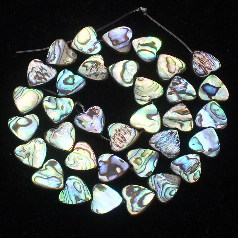 Abalone Shell Beads Flat Heart Beads 12mm 14mm 16mm 15''