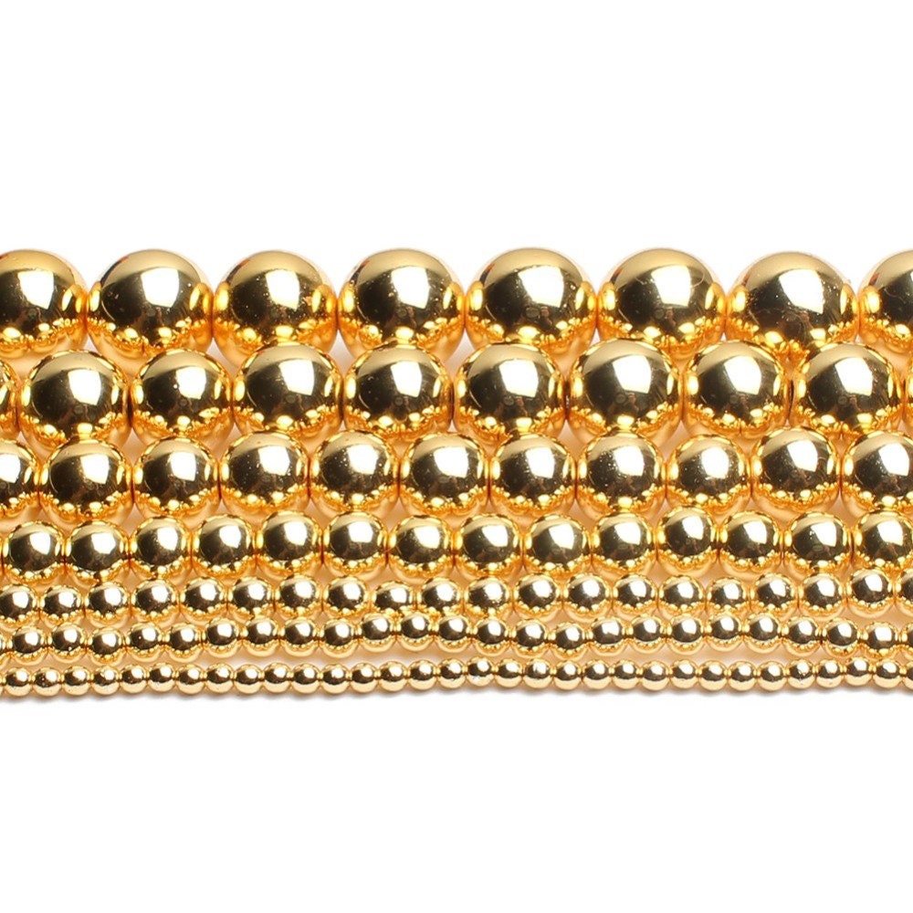 Guld hæmatit , naturlig belagt hæmatit ædelsten , rund løs sten 4 mm 6 mm 8 mm 10 mm 12 mm 15''