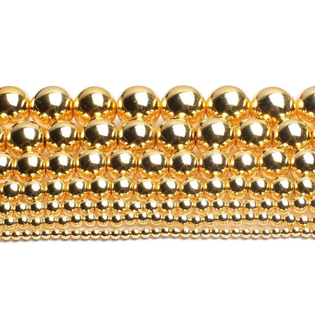 Perles d'hématite dorées 4 mm 6 mm 8 mm 10 mm 12 mm 15''
