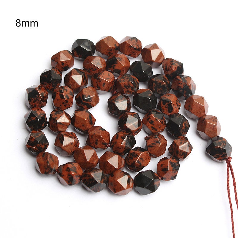 Brown Mahogany Obsidian Nugget Faceted Beads 6mm 8mm 10mm 15''