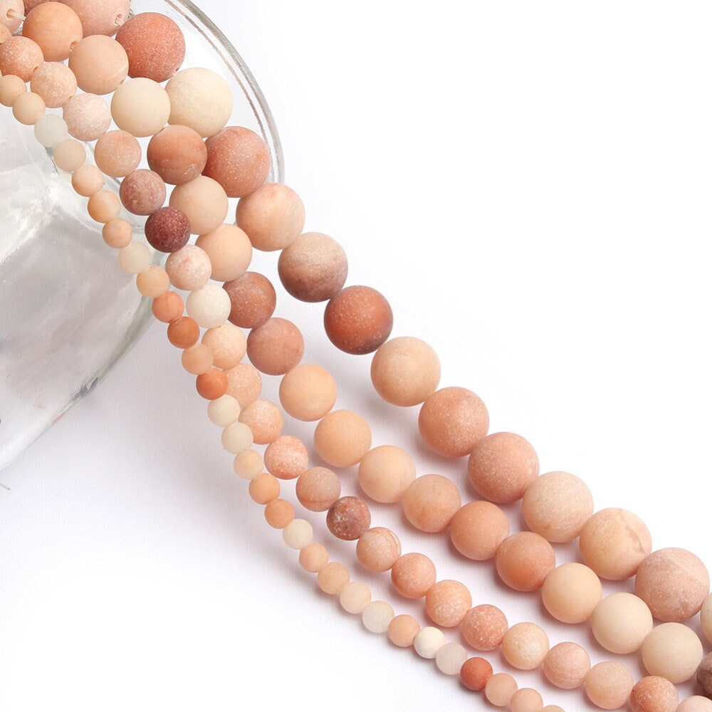 Pink Aventurine Matte , Natural Gemstone , Round Stone  4mm 6mm 8mm 10mm 15''