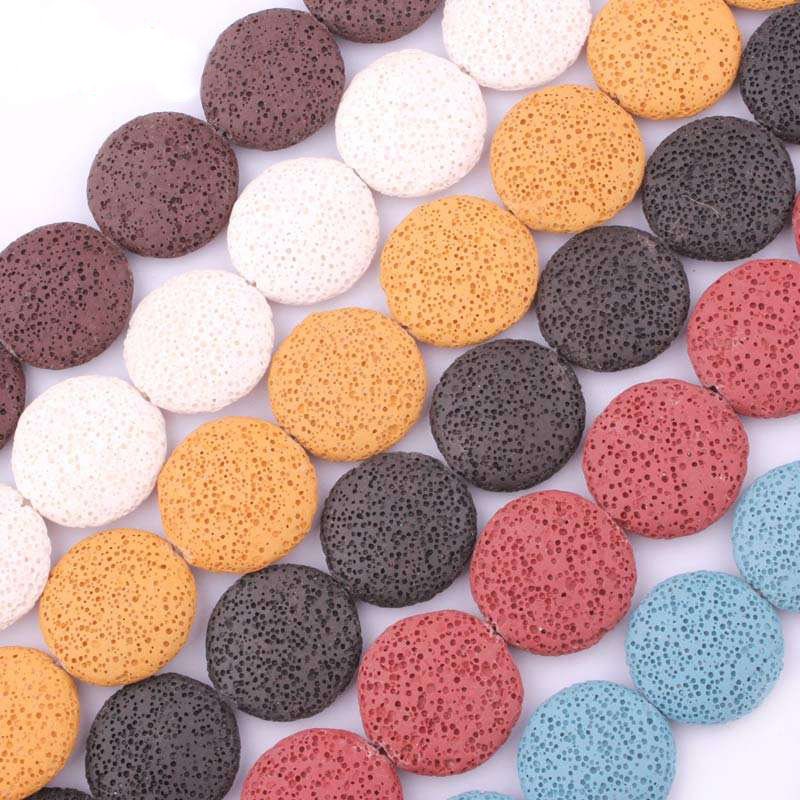 25mm Lava Coin Beads 14.5"