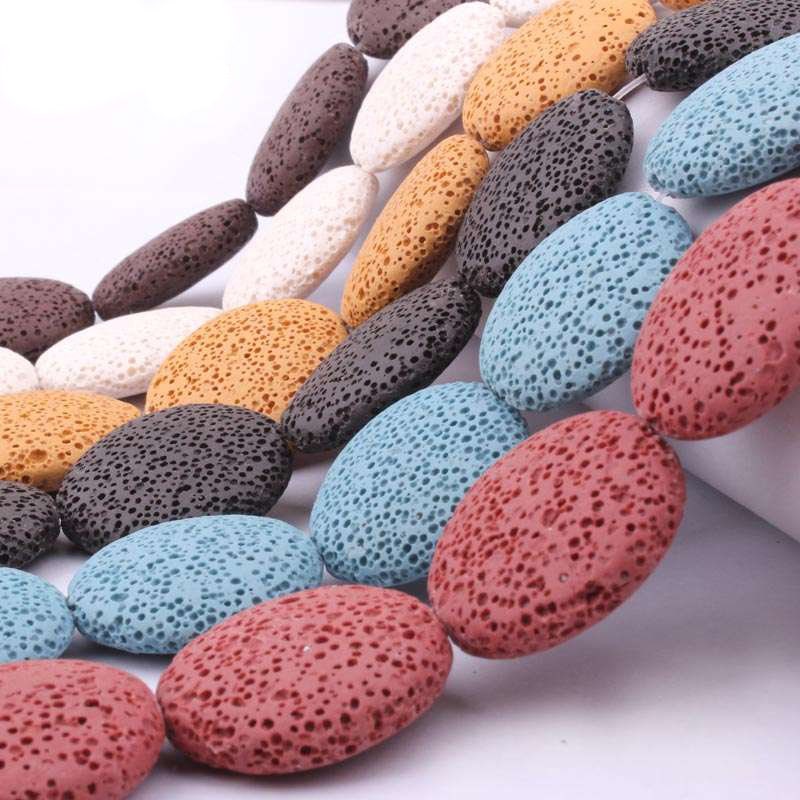 25mm Lava Coin Beads 14.5"