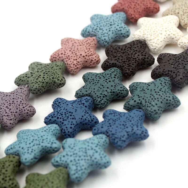 Rainbow Lava Star Beads 20mm 25mm 15''