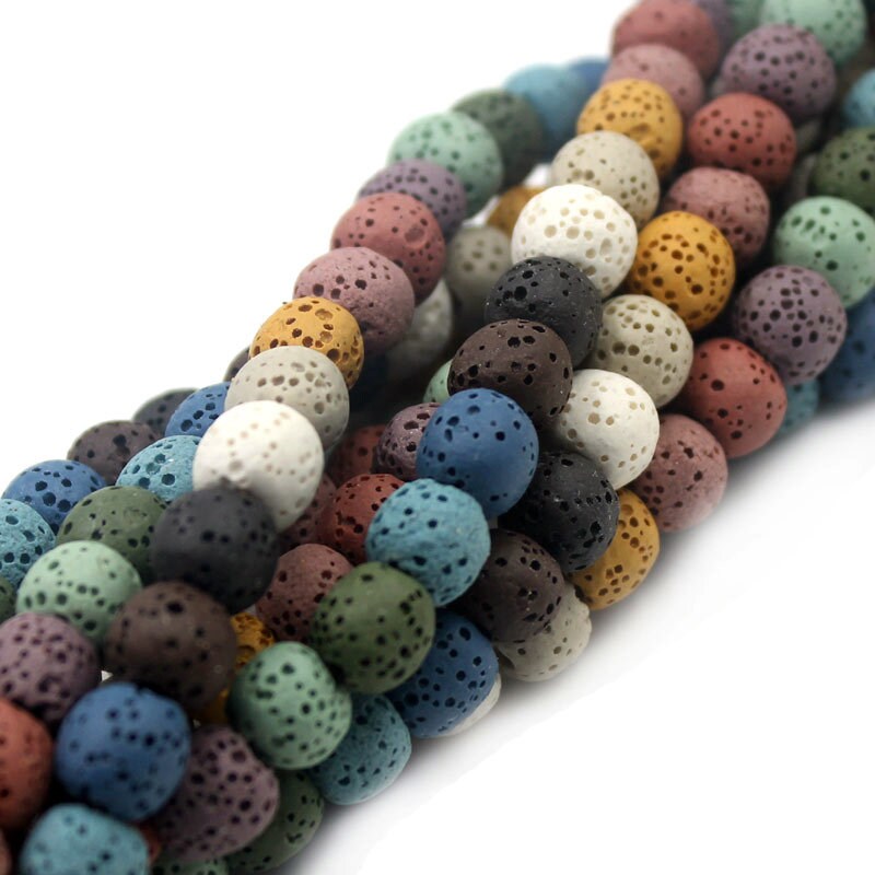 Rainbow Lava Beads 6mm 8mm 10mm 12mm 14mm 15''