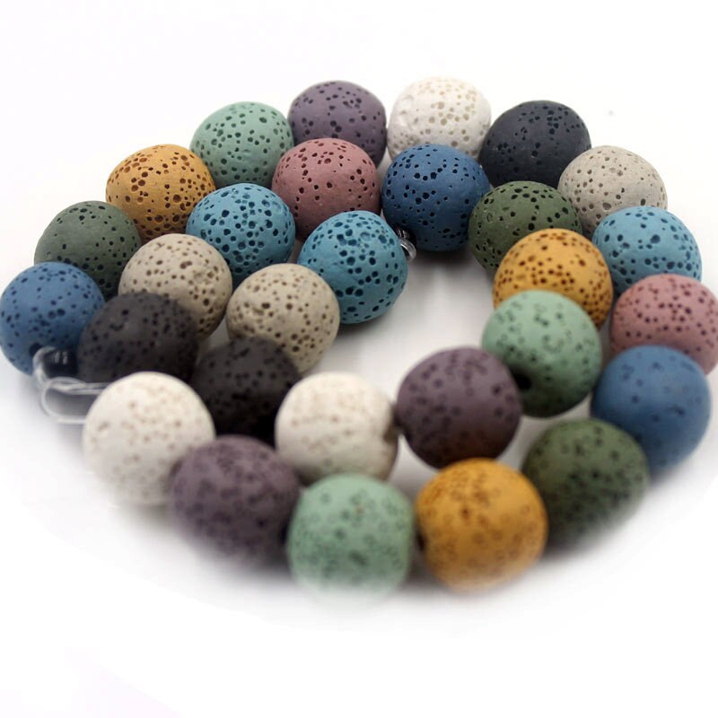 Rainbow Lava Beads 6mm 8mm 10mm 12mm 14mm 15''