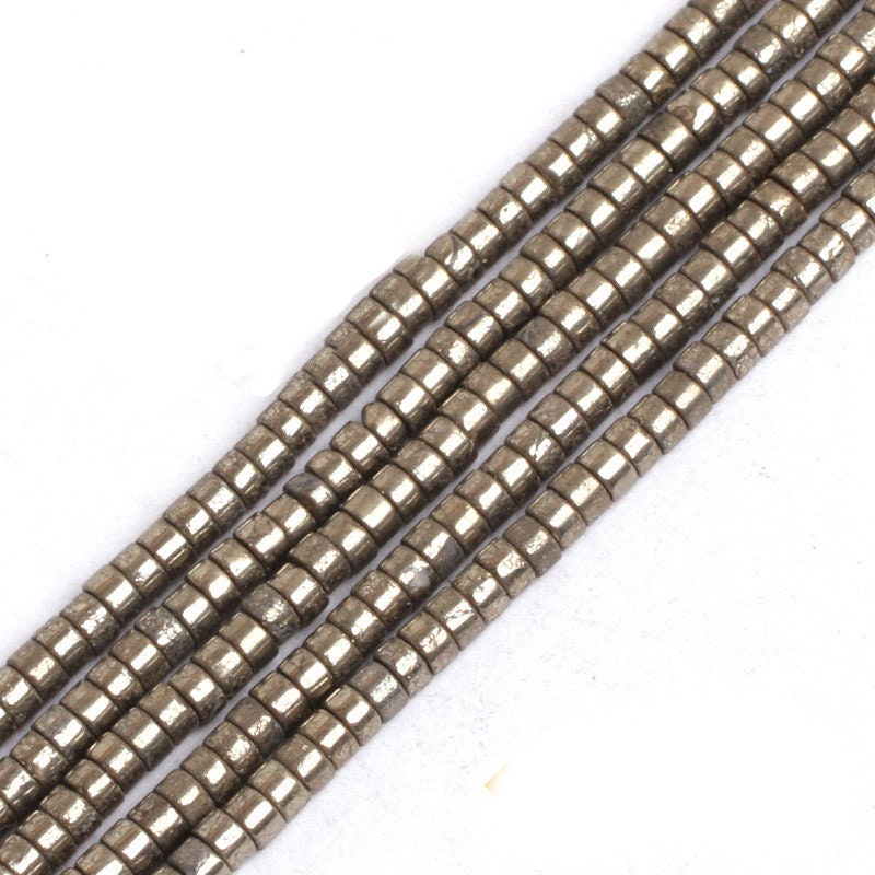Pyrite Rondelle Beads Natural Gemstone Beads 2x3mm 3x6mm 4x8mm 5x10mm 15''