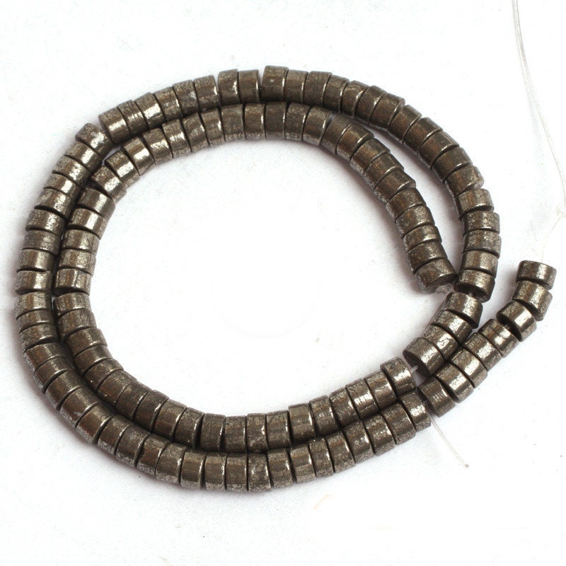 Pyrite Rondelle Beads Natural Gemstone Beads 2x3mm 3x6mm 4x8mm 5x10mm 15''