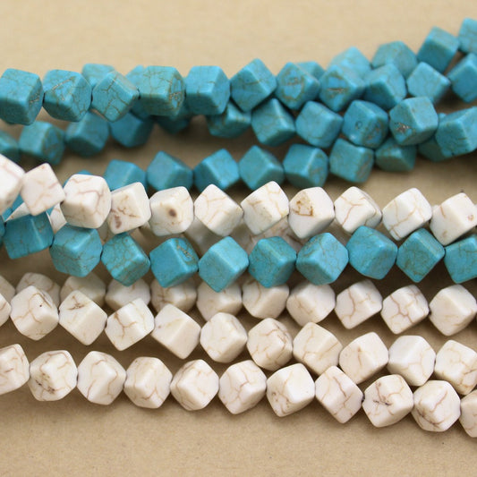 6mm Howlite Turquoise Square Beads 15''