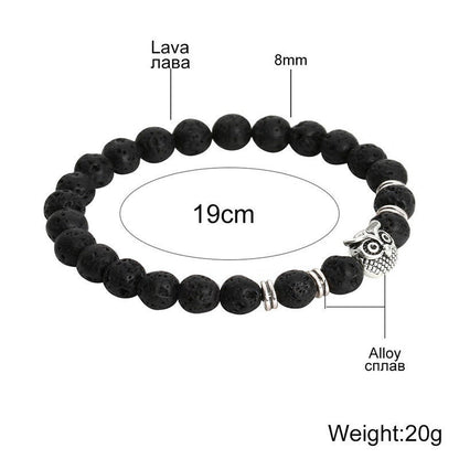 Lava Bracelet Animal Owl Head Charm Bracelets 8mm 7.5''