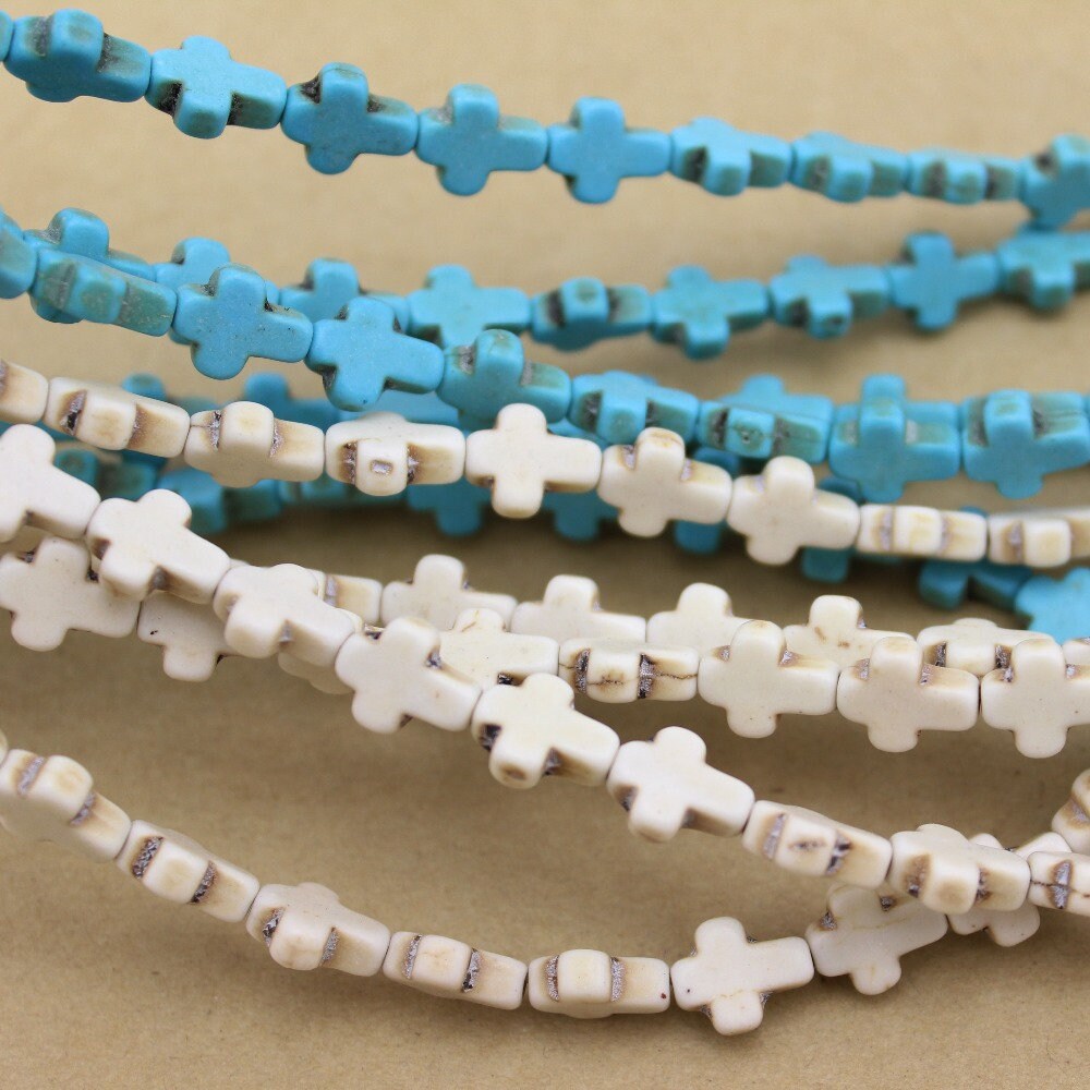 Howlite Turquoise Cross Beads  8x10mm 12x16mm 15''