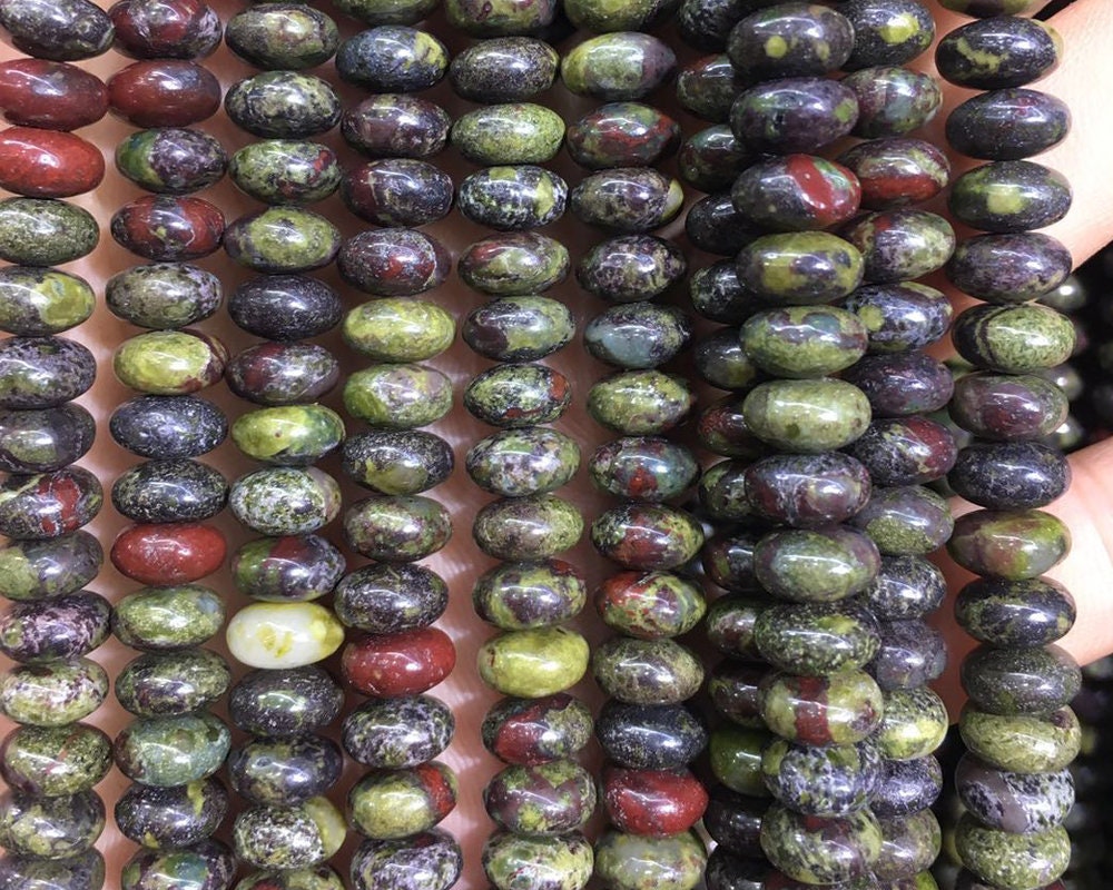 Dragon Bloodstone Rondelle Beads 4x6mm 5x8mm 15''