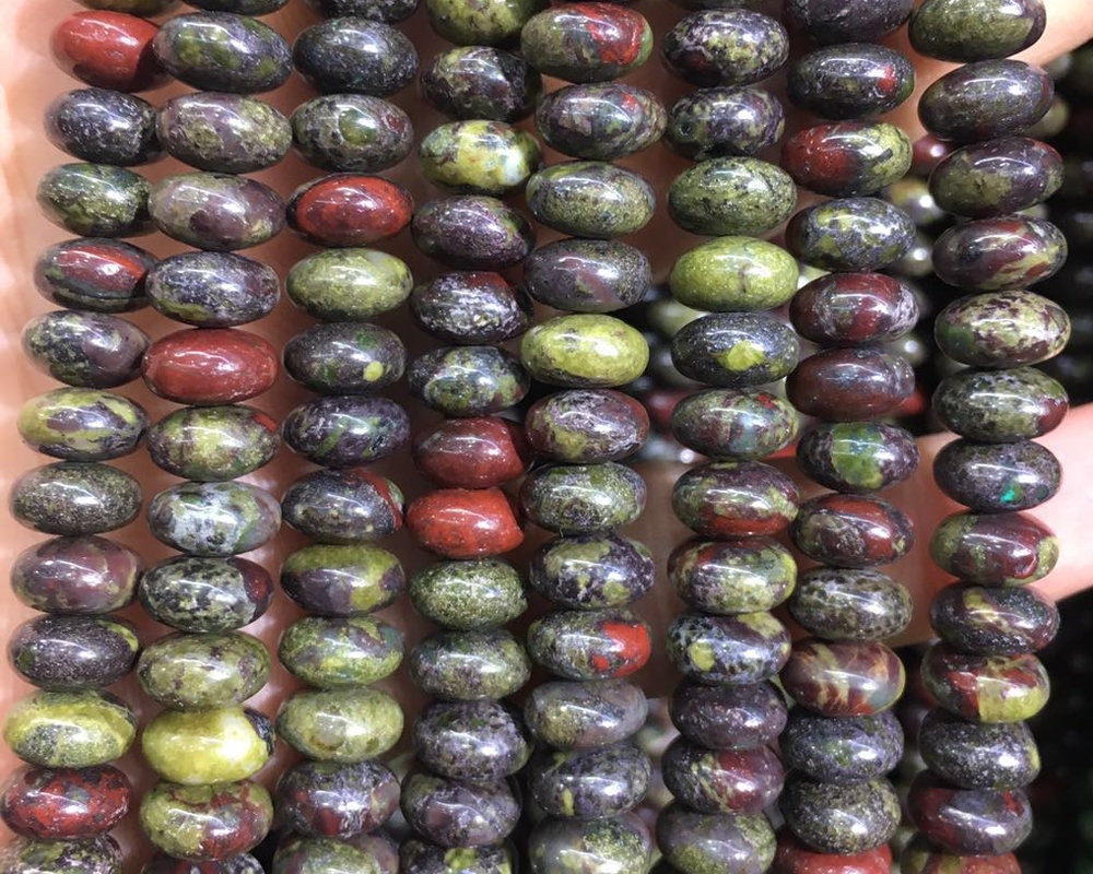 Dragon Bloodstone Rondelle Beads 4x6mm 5x8mm 15''