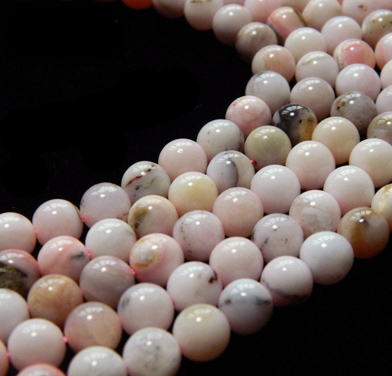 Perles d'opale rose, pierres précieuses naturelles, 4 mm, 6 mm, 8 mm, 10 mm, 15 pouces