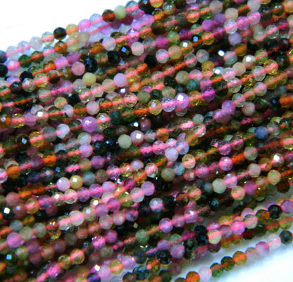 Rainbow Tourmaline Faceted Beads Natural Gemstone Beads 2mm 3mm 4mm