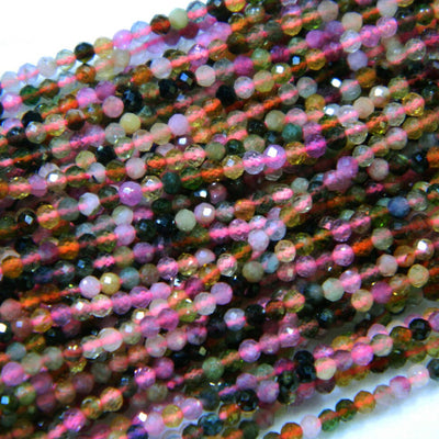 Rainbow Tourmaline Faceted Beads 2mm 3mm 4mm