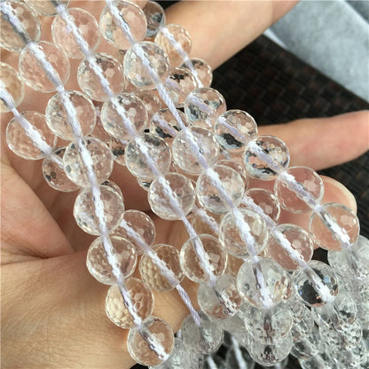 Crystal Quartz Faceted Beads 4mm 6mm 8mm 10mm 12mm 14mm 15''