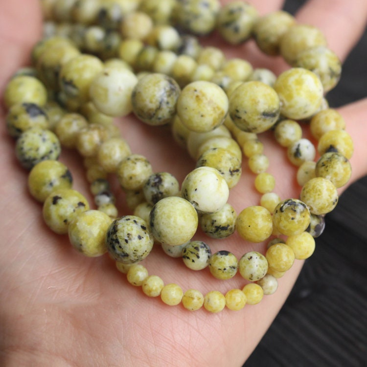 Yellow Turquoise Beads Natural Gemstone Beads  4mm 6mm 8mm 10mm 12mm 15''