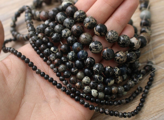 Black Sea Sediment Jasper 4mm 6mm 8mm 10mm 12mm 15''