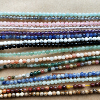Naturlig ædelsten, 3 mm sten, Howlit, Ametyst, Onyx, Sodalit, Amazonit, Labradorit Rund 15''