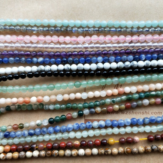 3mm Stone Beads Howlite, Amethyst, Onyx, Sodalite, Amazonite, Labradorite 15''