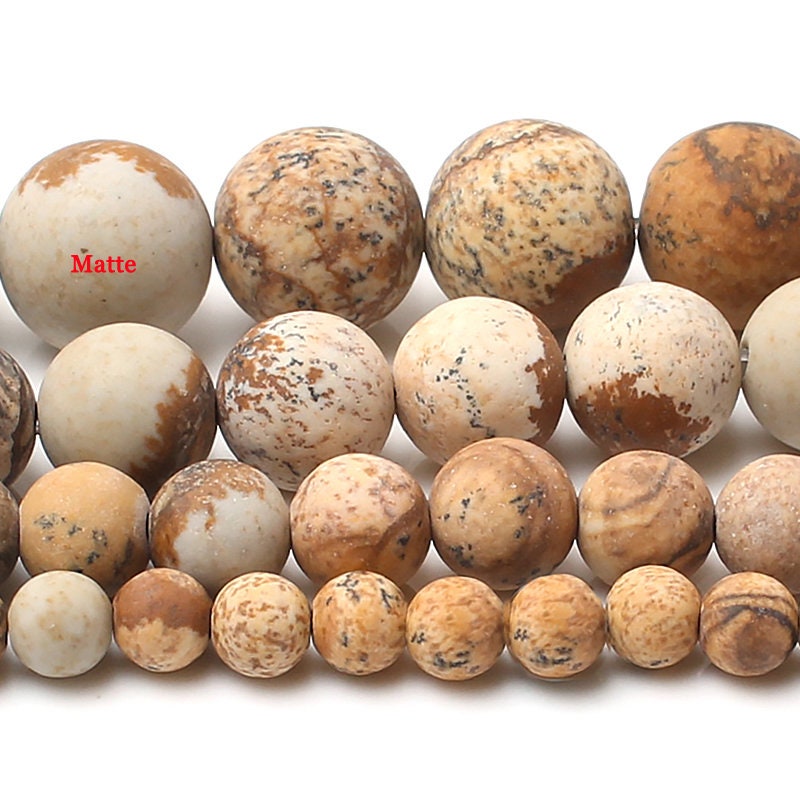 Picture Jasper Matte Beads 4mm 6mm 8mm 10mm 12mm 15''