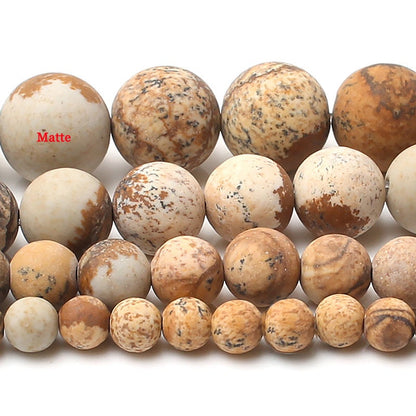 Picture Jasper Matte Beads 4mm 6mm 8mm 10mm 12mm 15''