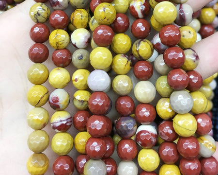 Perles à facettes en jaspe mookaite 4 mm, 6 mm, 8 mm, 10 mm, 12 mm, 15 pouces