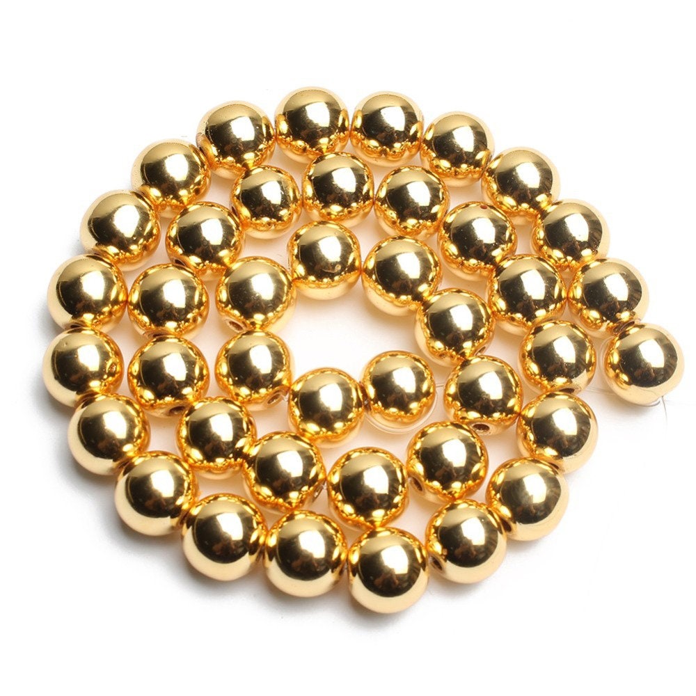 Gold Hematite Beads  4mm 6mm 8mm 10mm 12mm 15''