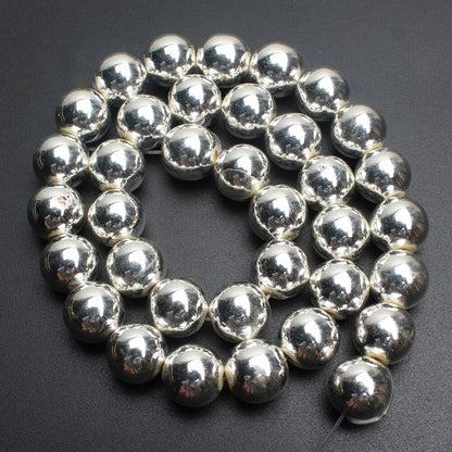 Silver Plated Hematite Beads 4mm 6mm 8mm 10mm 15''