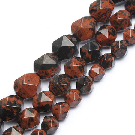 Mahogany Obsidian Nugget Faceted Beads 6mm 8mm 10mm 15''