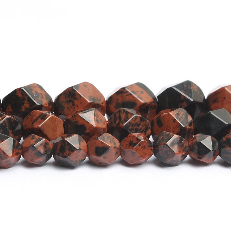 Brown Mahogany Obsidian Nugget Faceted Beads 6mm 8mm 10mm 15''