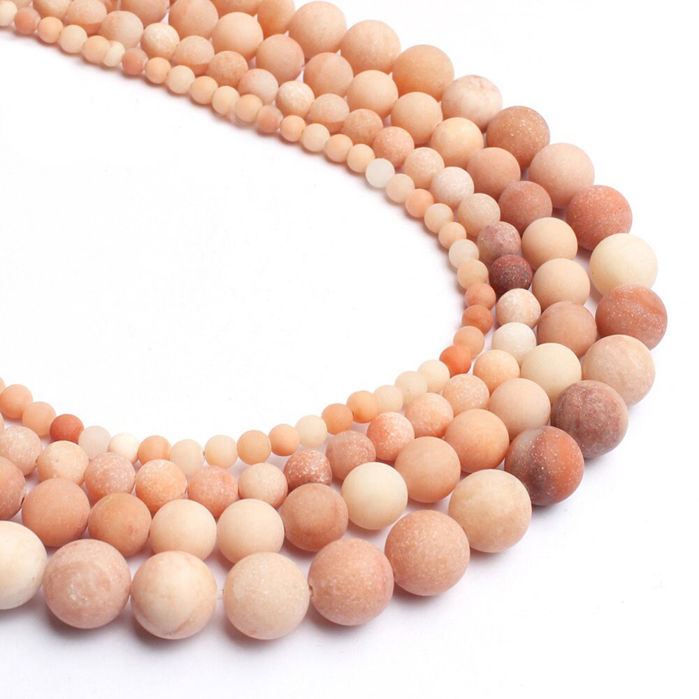 Pink Aventurine Matte , Natural Gemstone , Round Stone  4mm 6mm 8mm 10mm 15''