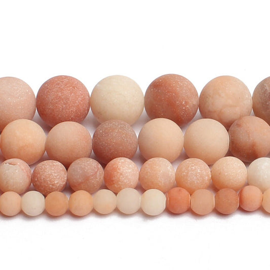 Pink Aventurine Matte , Natural Gemstone , Round Stone  4mm 6mm 8mm 10mm 15''