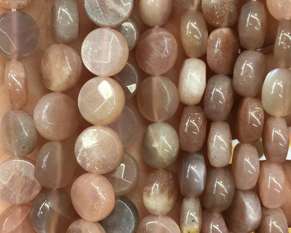 Sunstone Coin Faceted Beads 10mm 12mm 14mm 15''