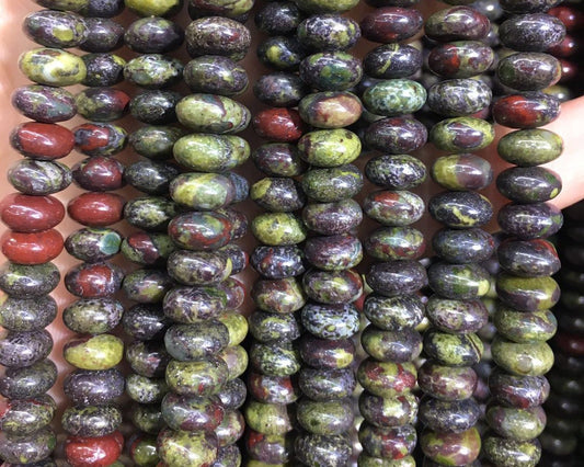 Dragon Bloodstone Rondelle Beads 4x6mm 5x8mm 15''