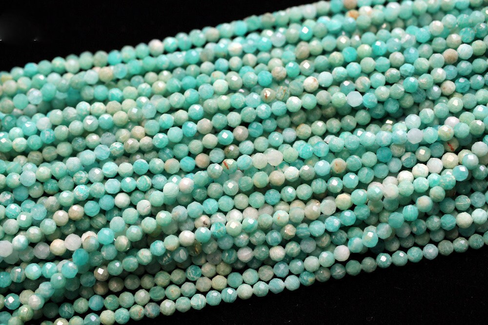 Amazonite Faceted Beads 2mm 3mm 4mm 15''