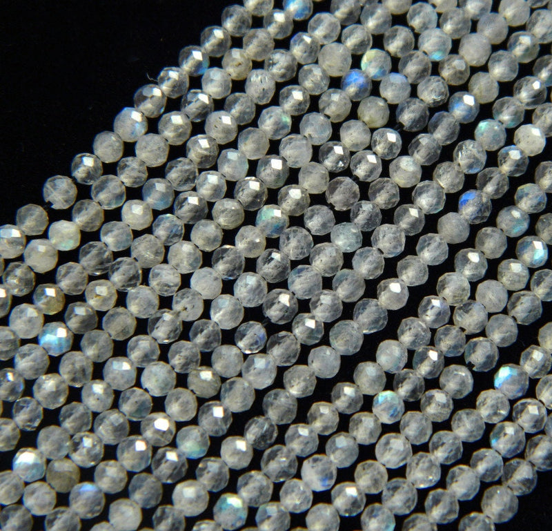 Perles à facettes en labradorite 2 mm 3 mm 4 mm 15''